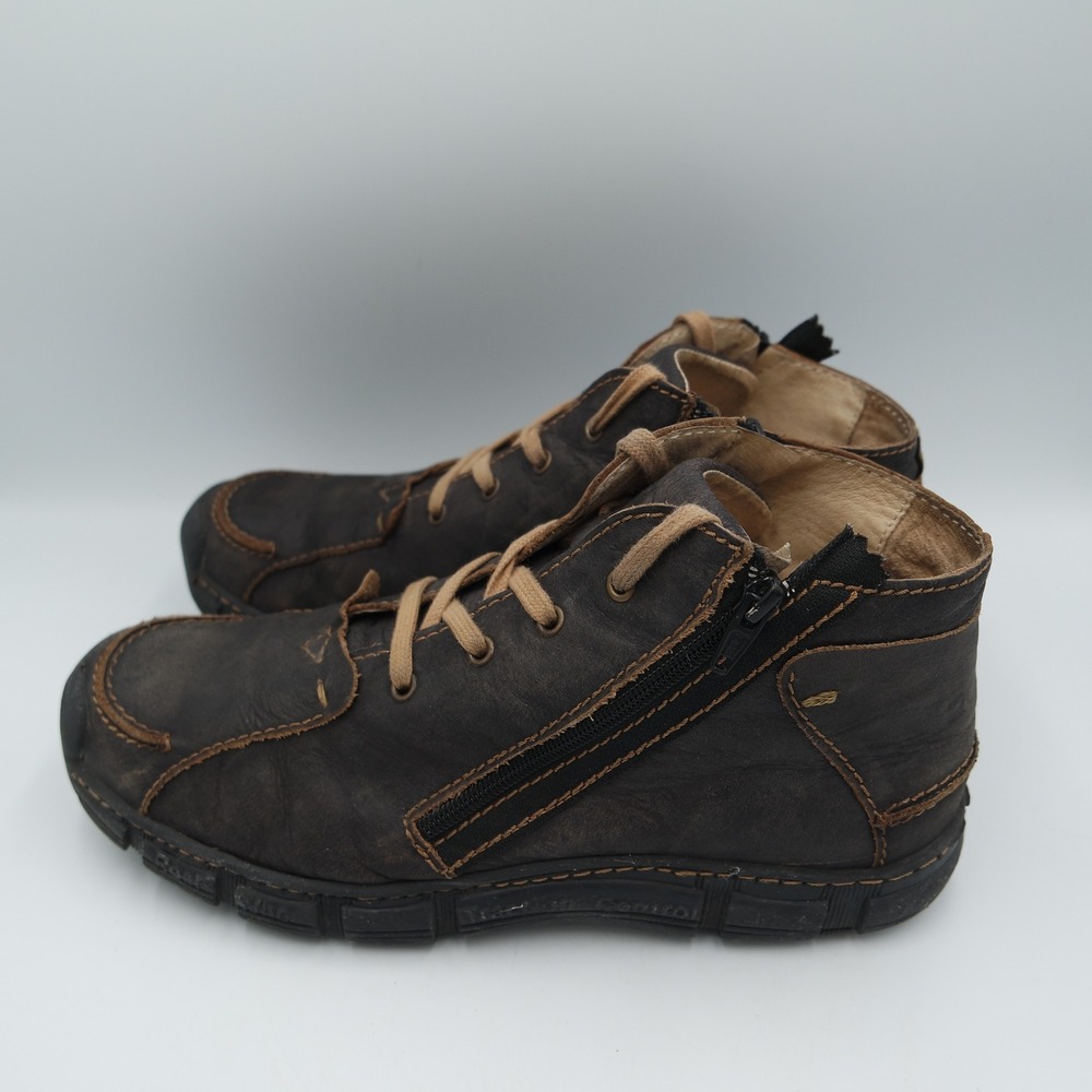 Rovers Brown Leather Side Zip Lace Up Ankle Boots EU 42 Made in Portugal Size 9